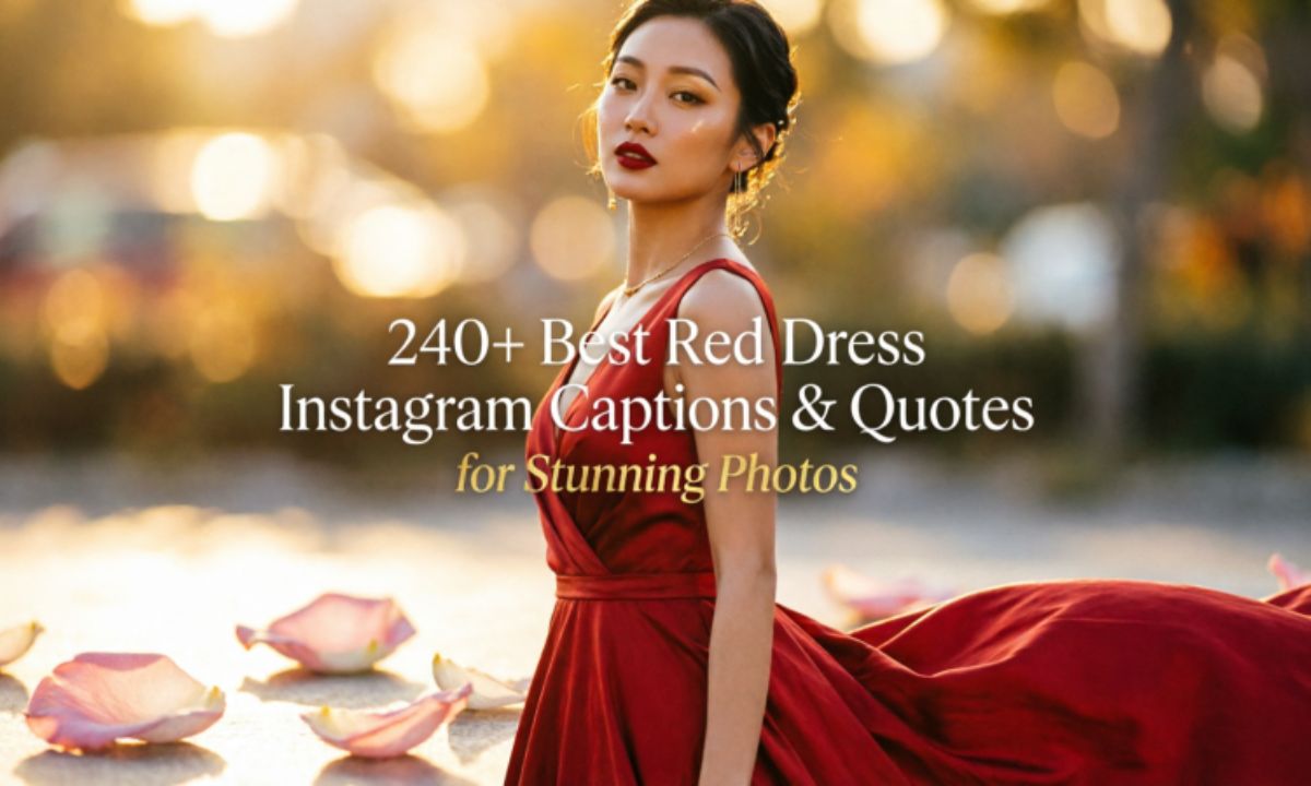 Red-Dress-Captions-for-Instagram-Quotes: 240 + Best Red Dress Instagram Captions & Quotes for Stunning Photos